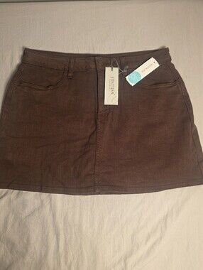 Brown Denim Mini Skirt